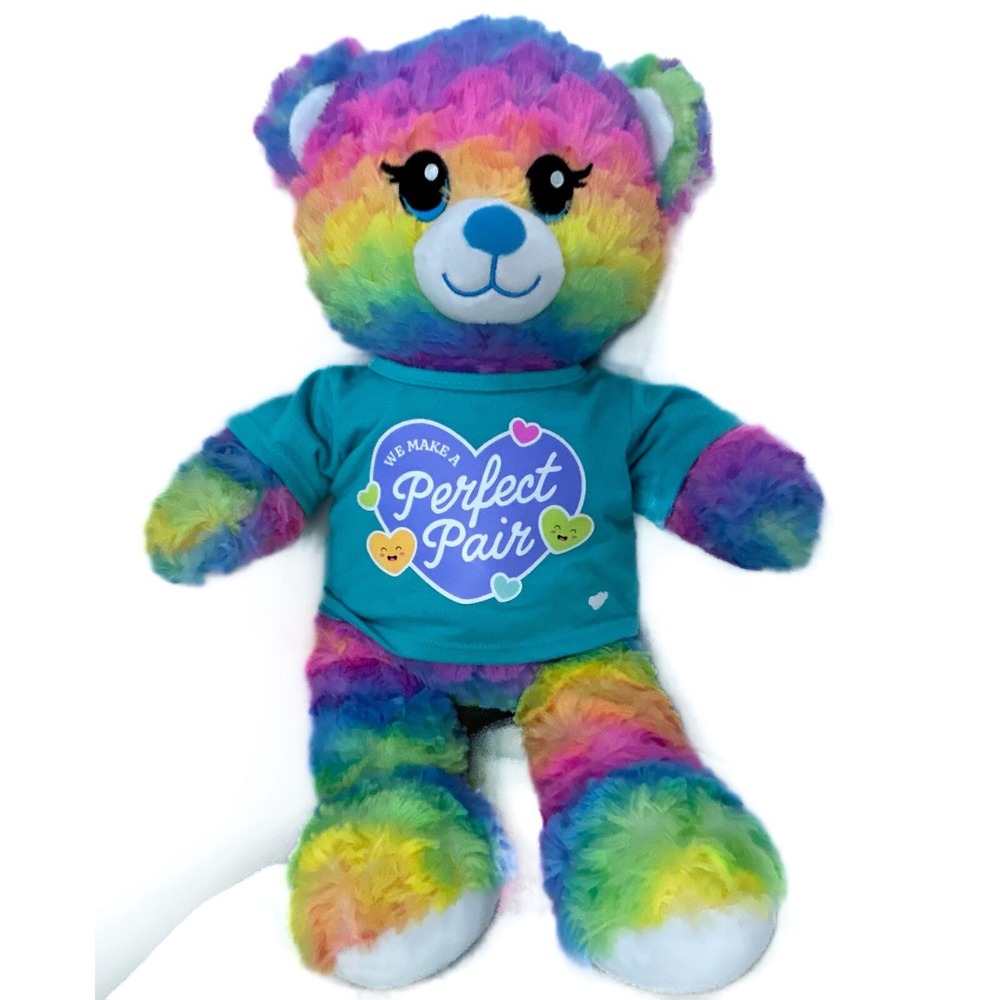 Build A Bear Rainbow/Tie dye‎ "Perfect Match" 17" Teddy Bear Stuff Toy